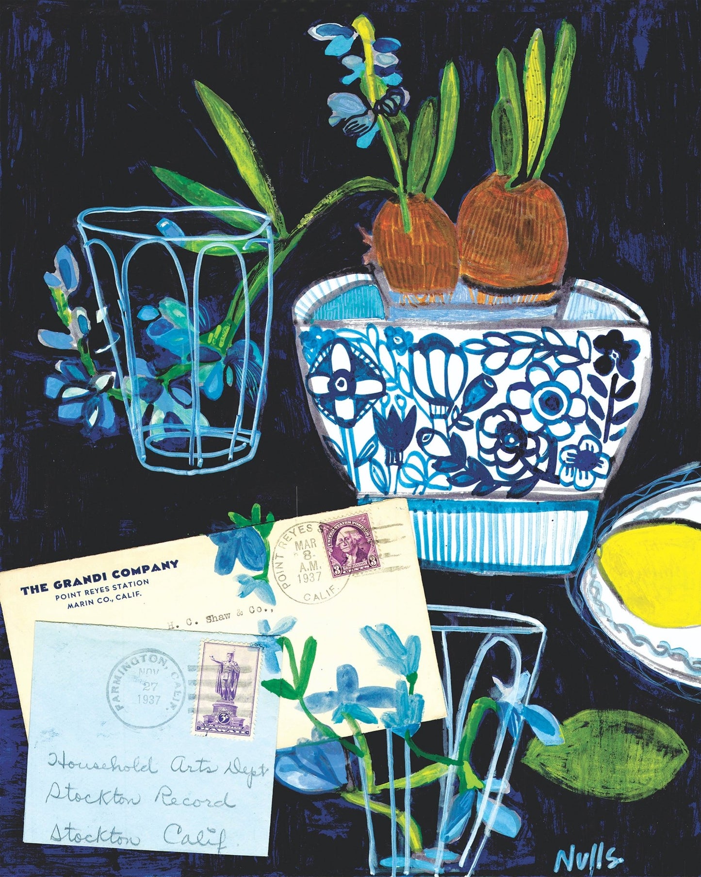 Blue Botanical Still Life