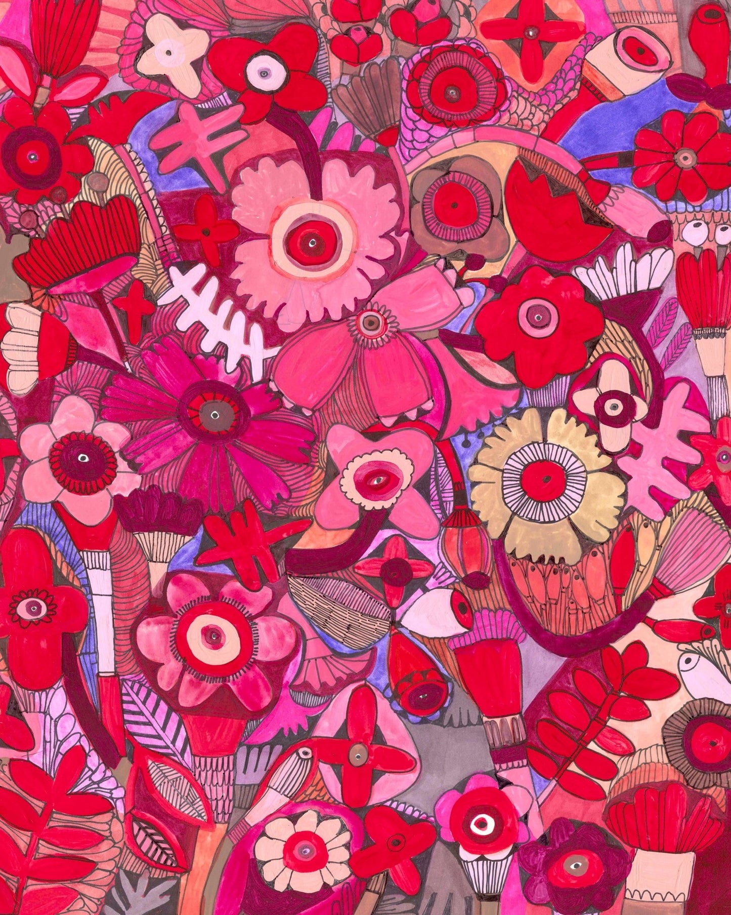Red Floral Pattern Collage
