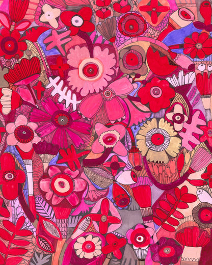 Red Floral Pattern Collage