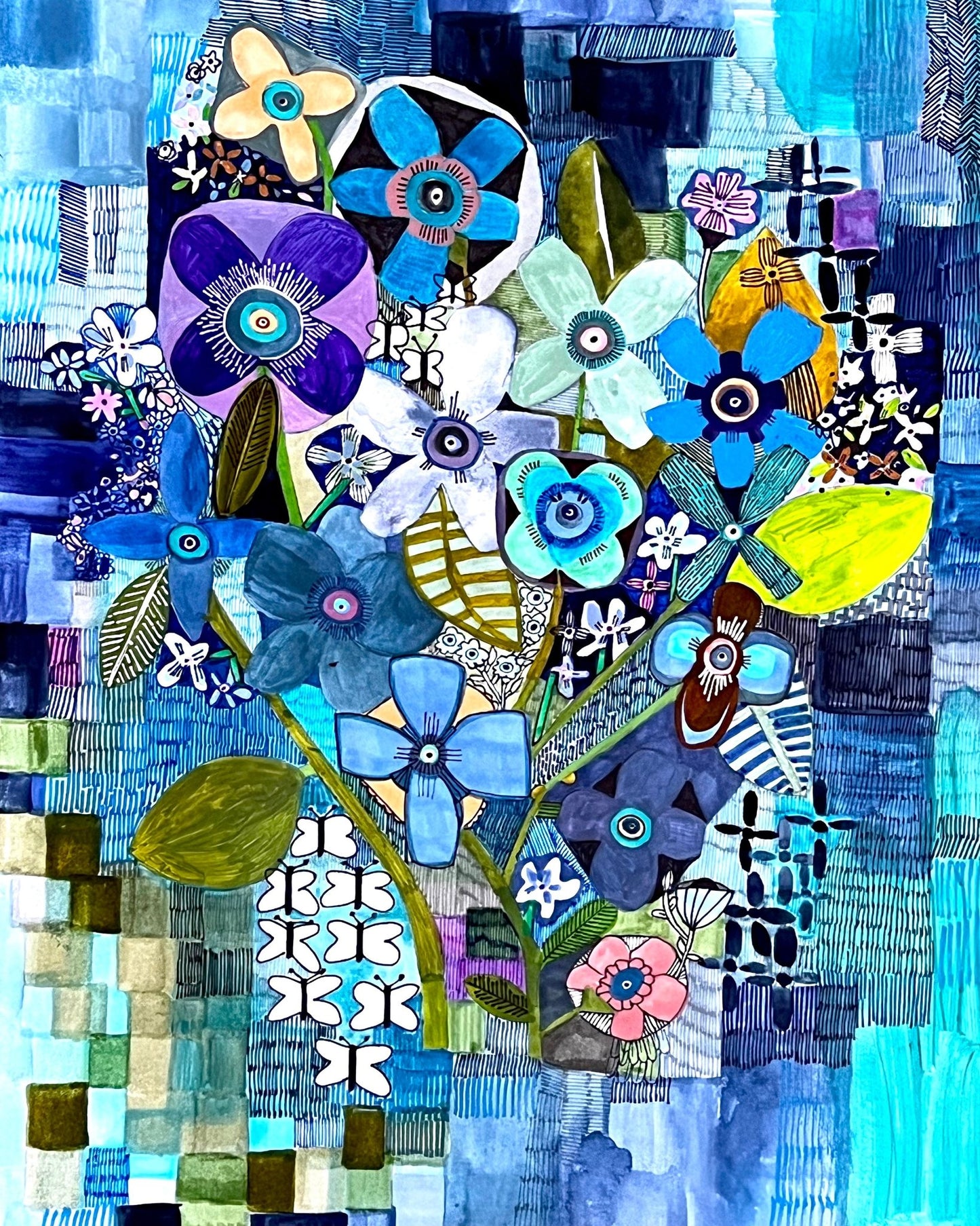 Blue Floral Mosaic Bouquet