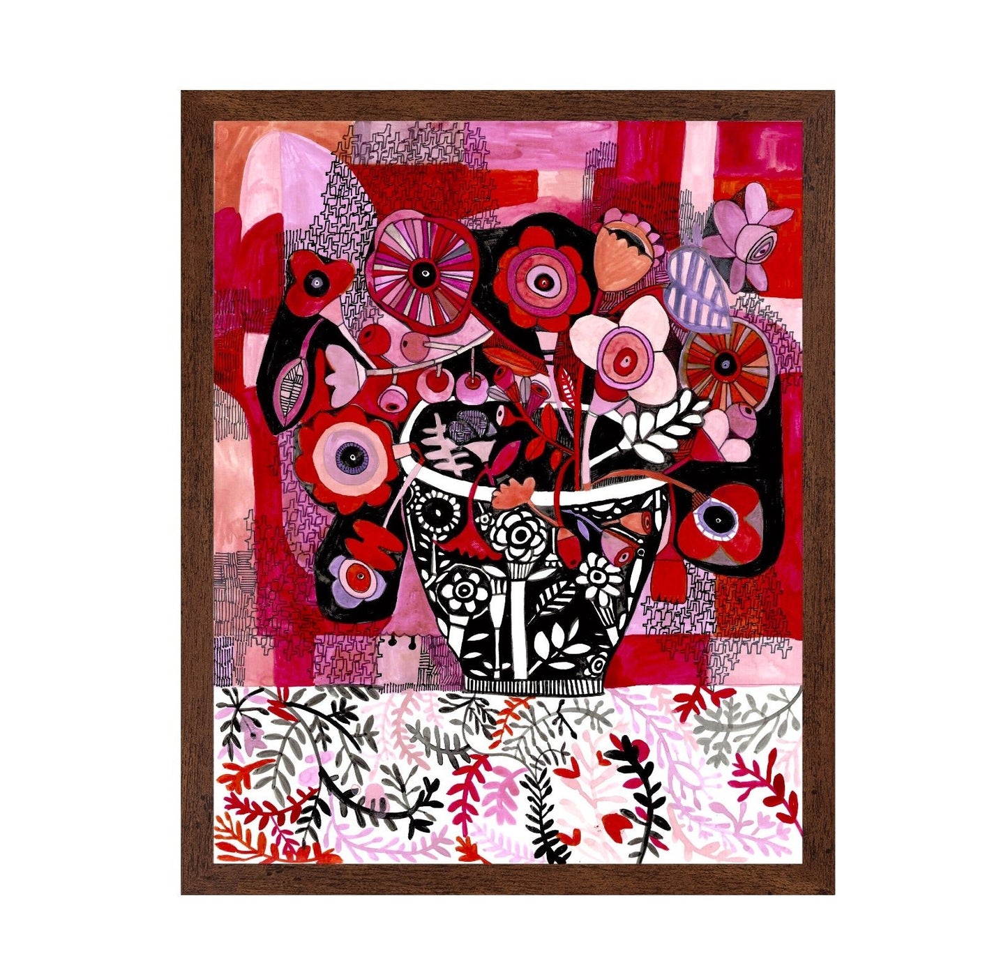 Red Floral Pattern Vase