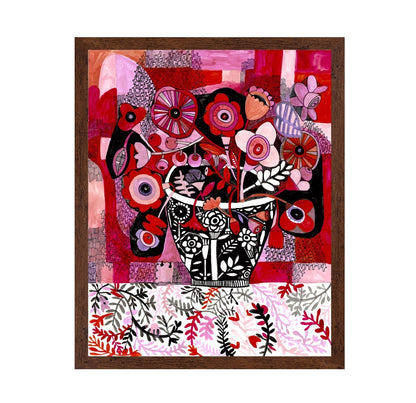 Red Floral Pattern Vase