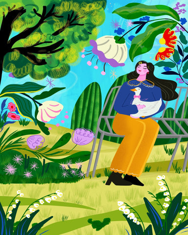 Garden Woman With Duck