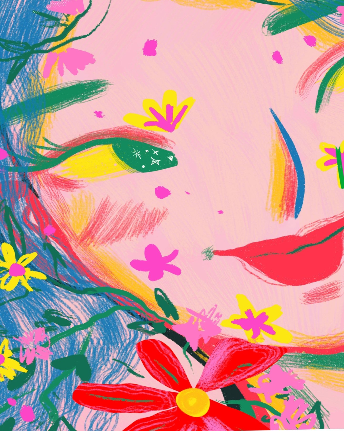 Colorful Floral Face