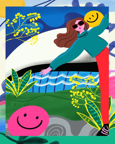 Colorful Happy Girl Scene