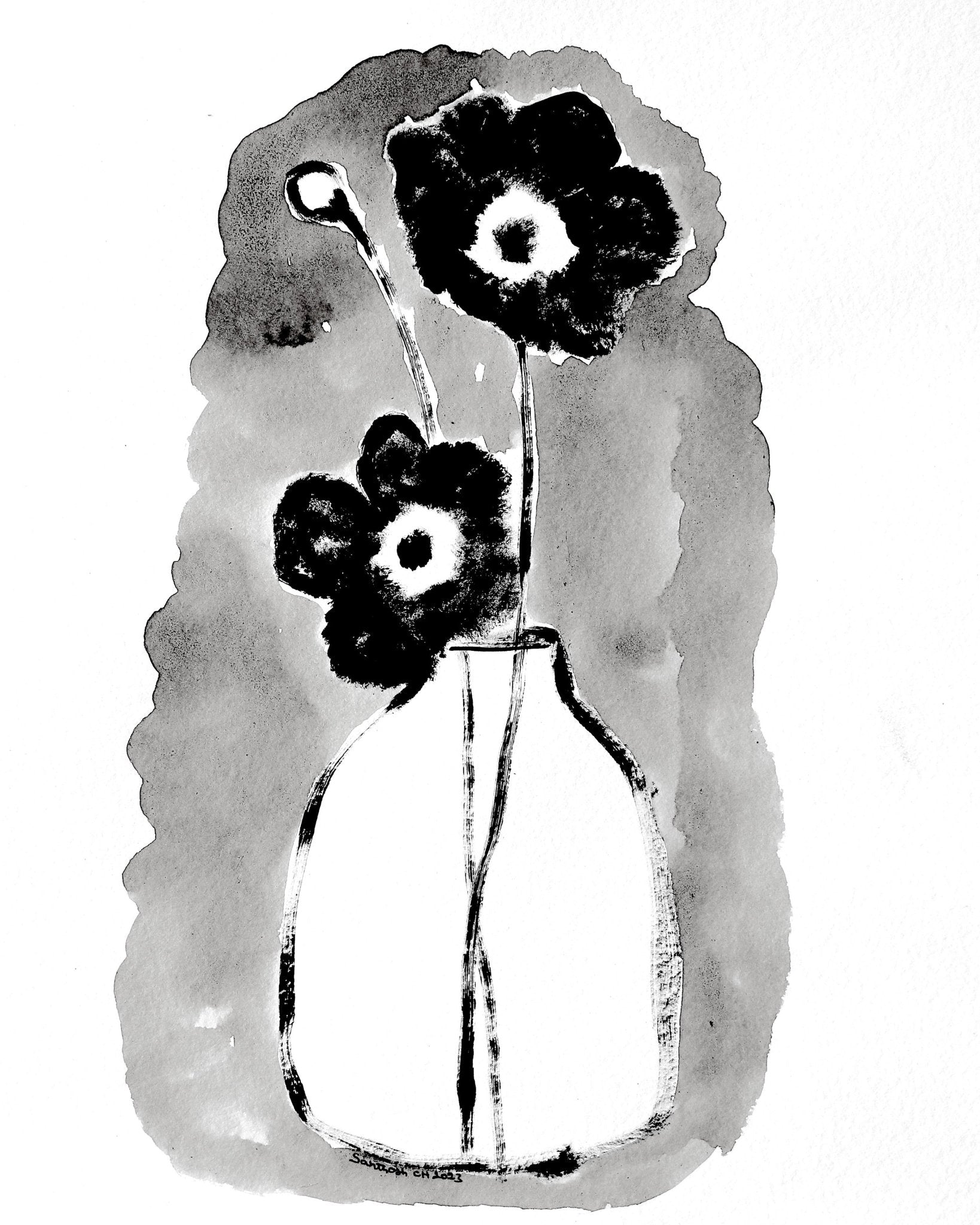 Black Floral Vase