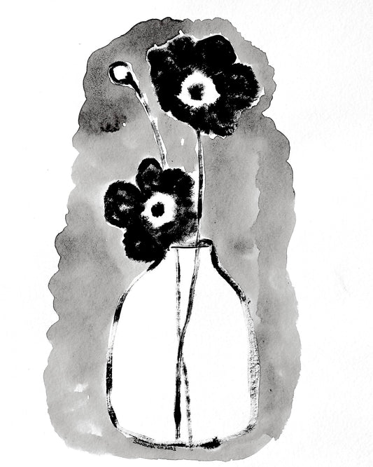 Black Floral Vase