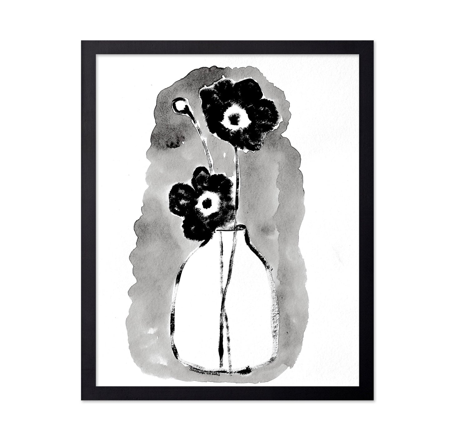Black Floral Vase