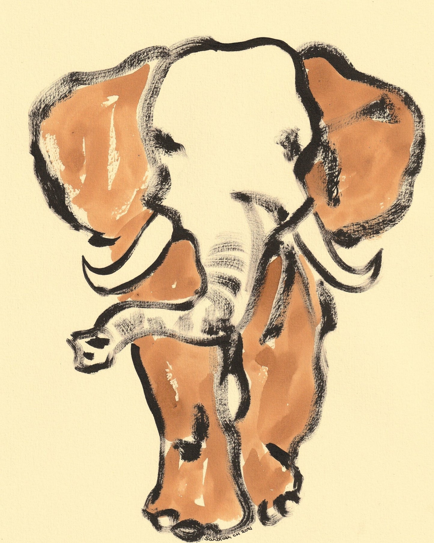Elephant Brush Art