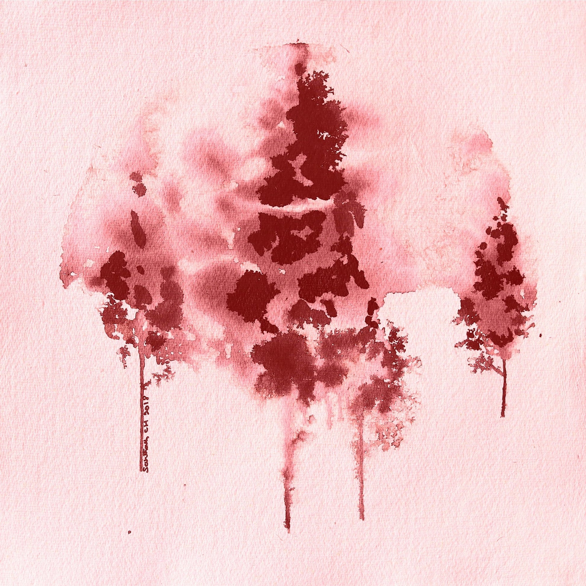 Crimson Tree Silhouettes