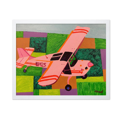 Pink Plane Over Fields