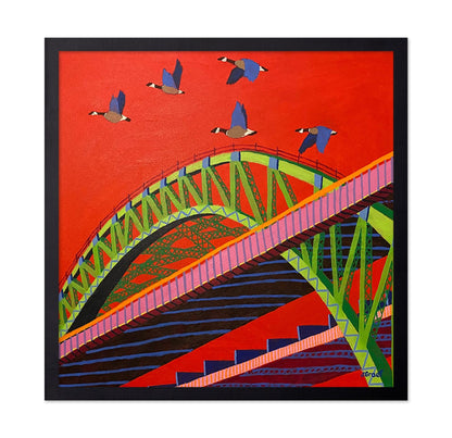 Bridge with Flying Birds