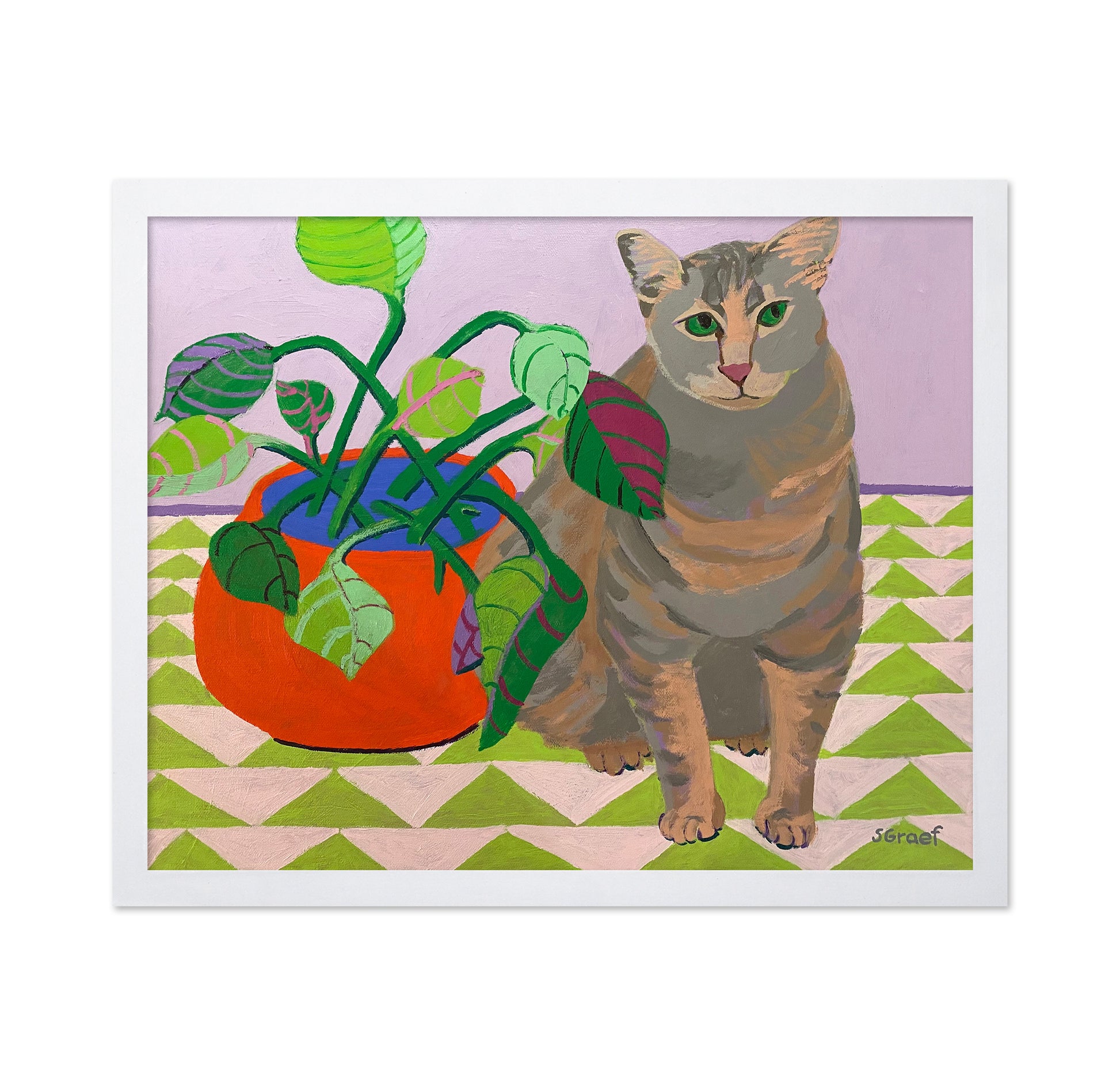 Cat by Potted Plant