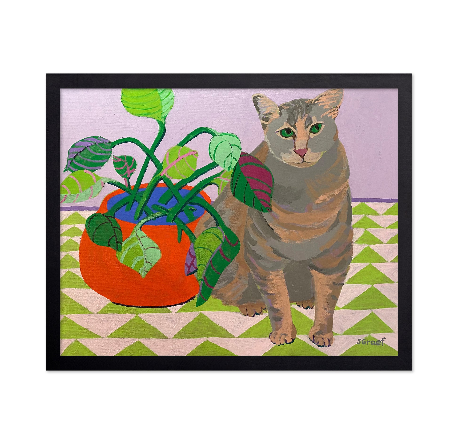 Cat by Potted Plant