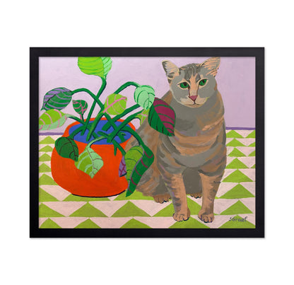 Cat by Potted Plant