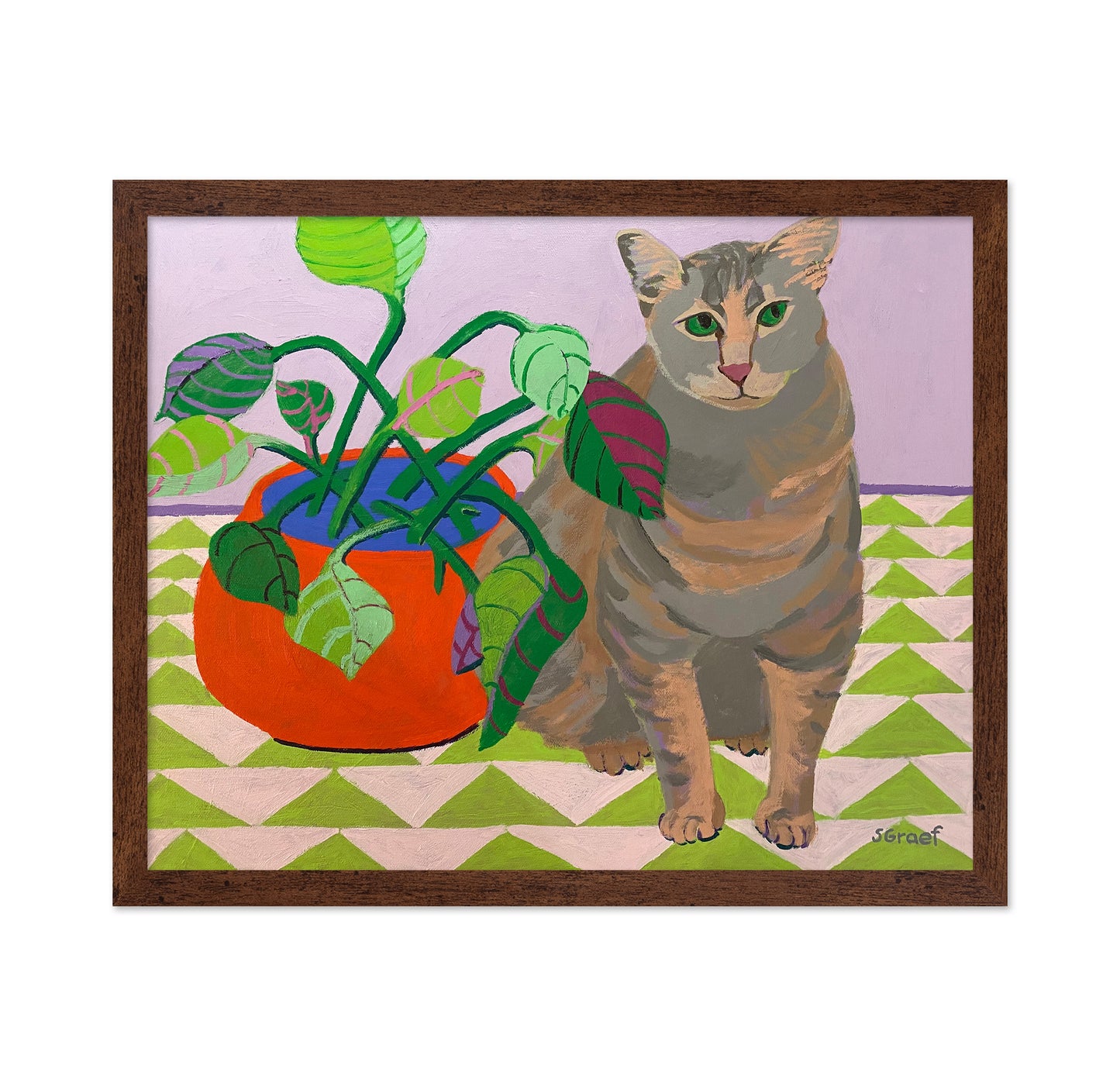Cat by Potted Plant