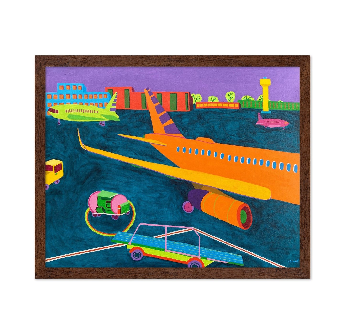 Colorful Airport Runway Scene