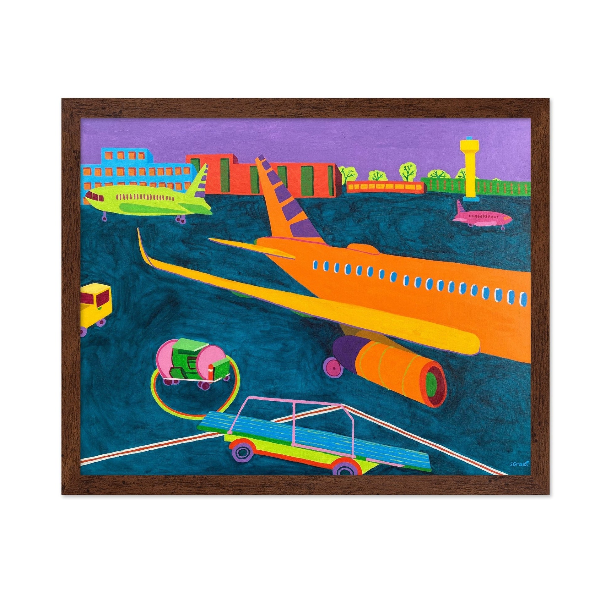 Colorful Airport Runway Scene