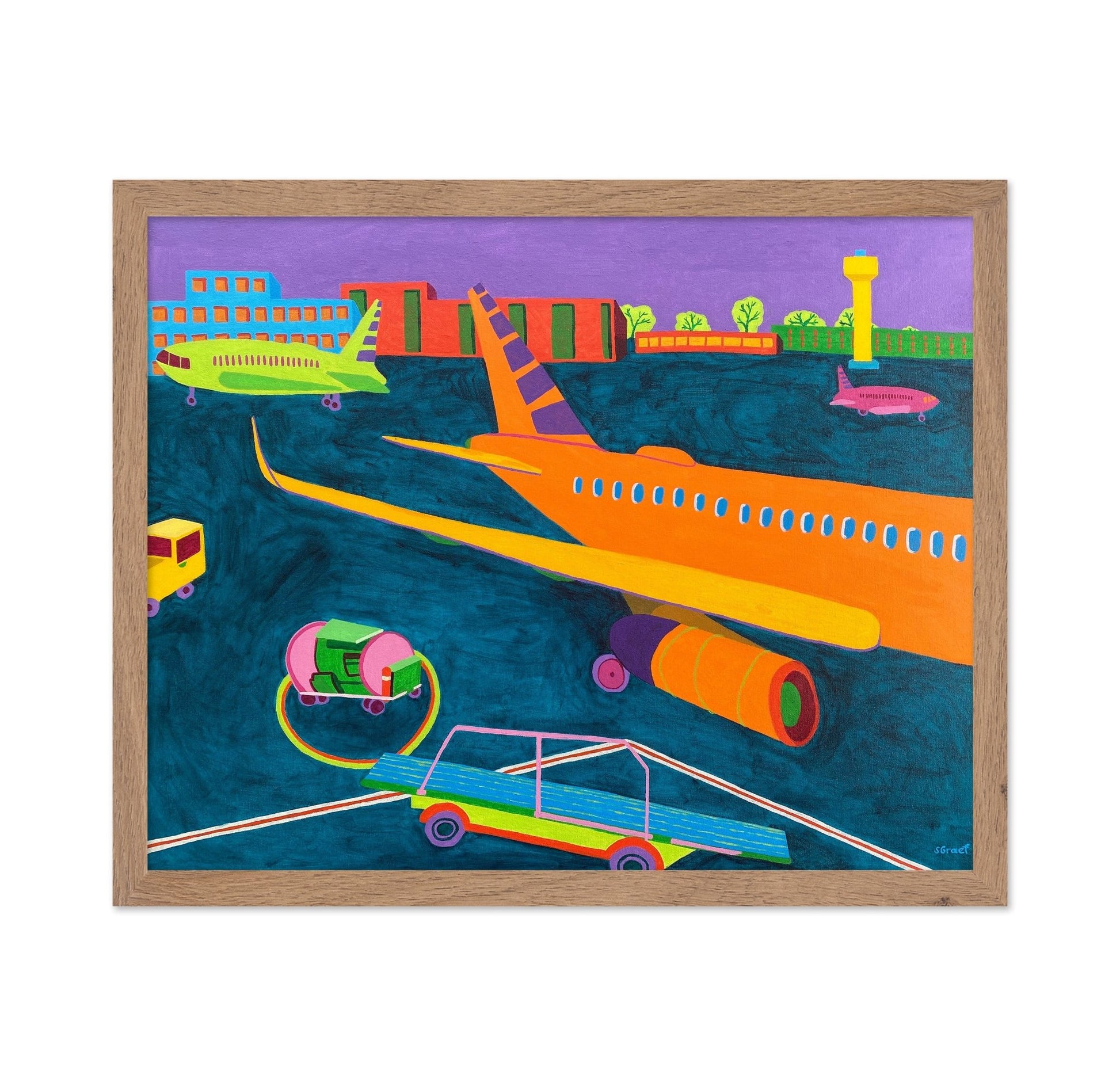 Colorful Airport Runway Scene