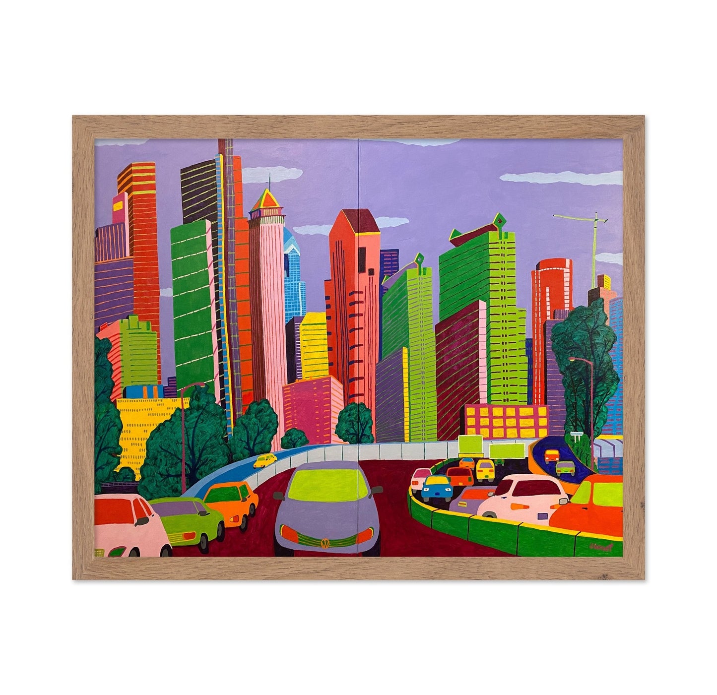 Colorful City Traffic Skyline