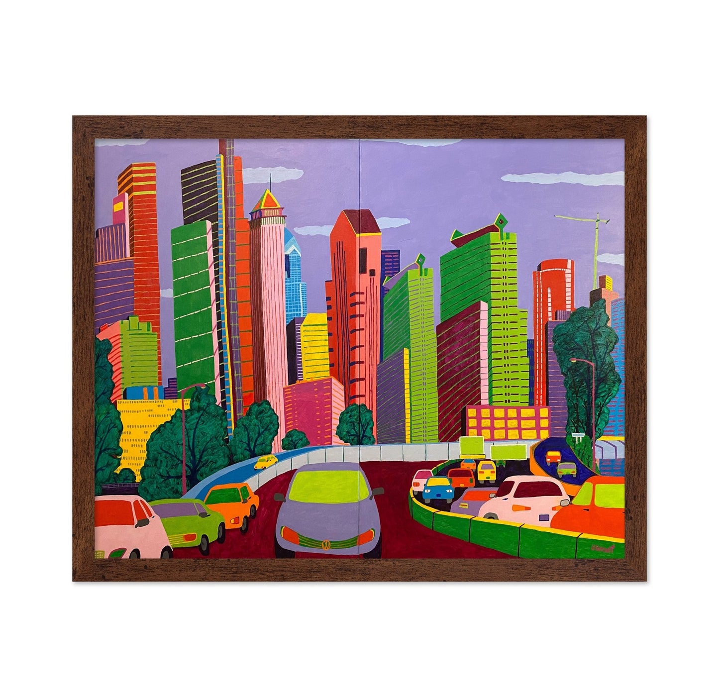 Colorful City Traffic Skyline