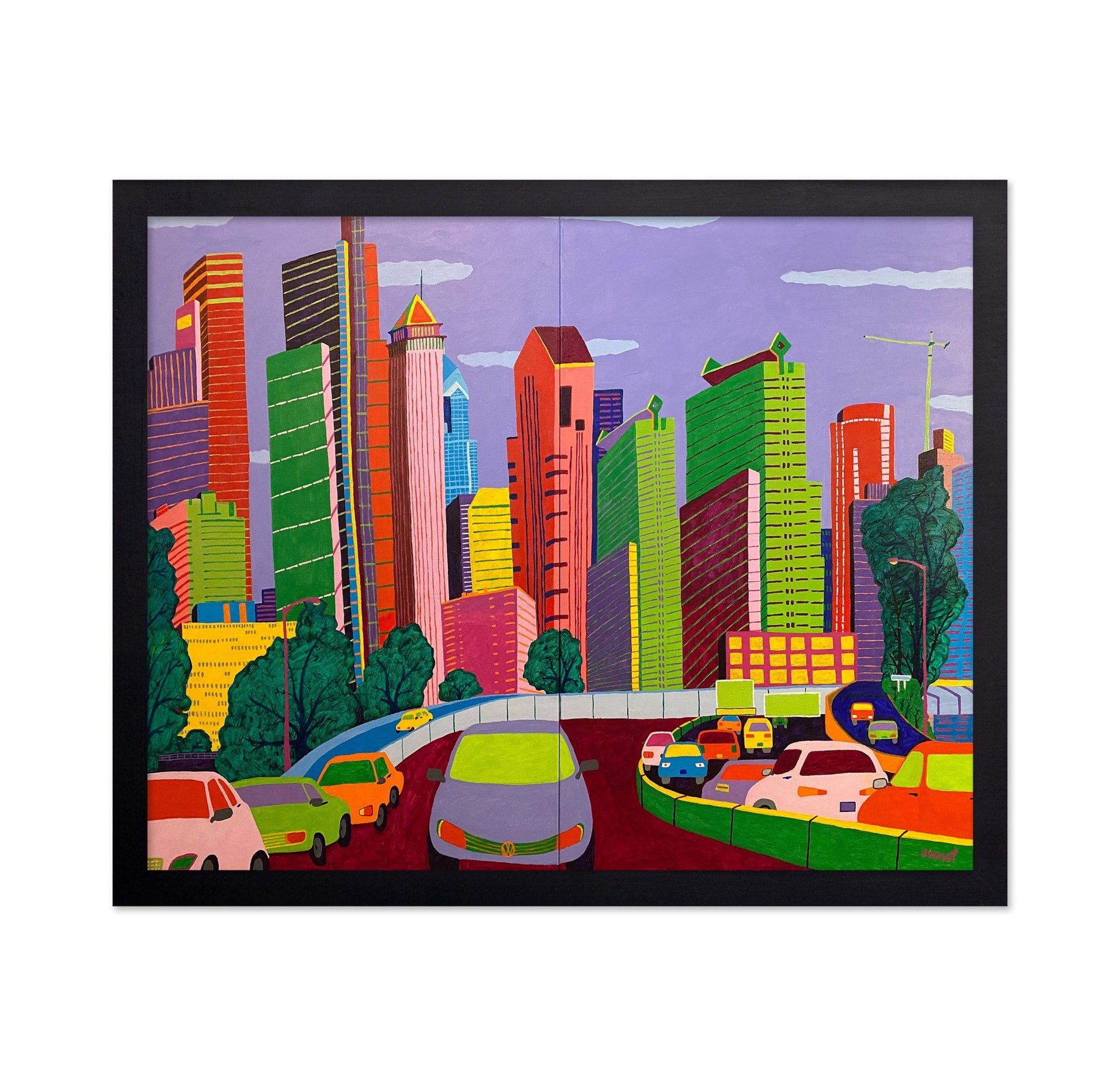 Colorful City Traffic Skyline