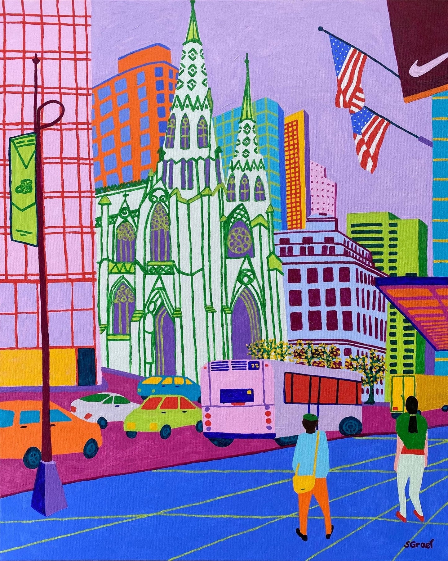 Colorful Cathedral City Scene