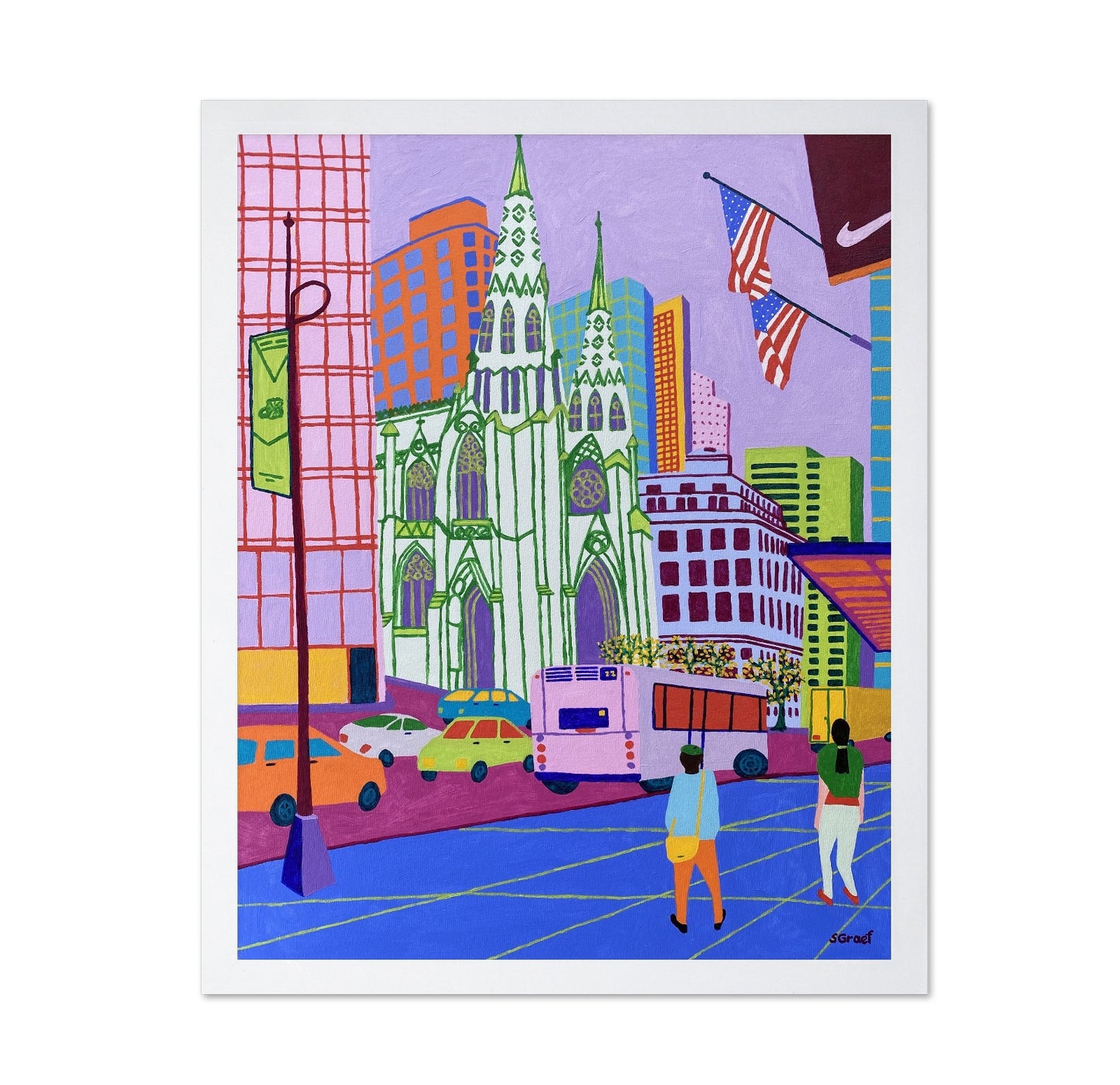 Colorful Cathedral City Scene