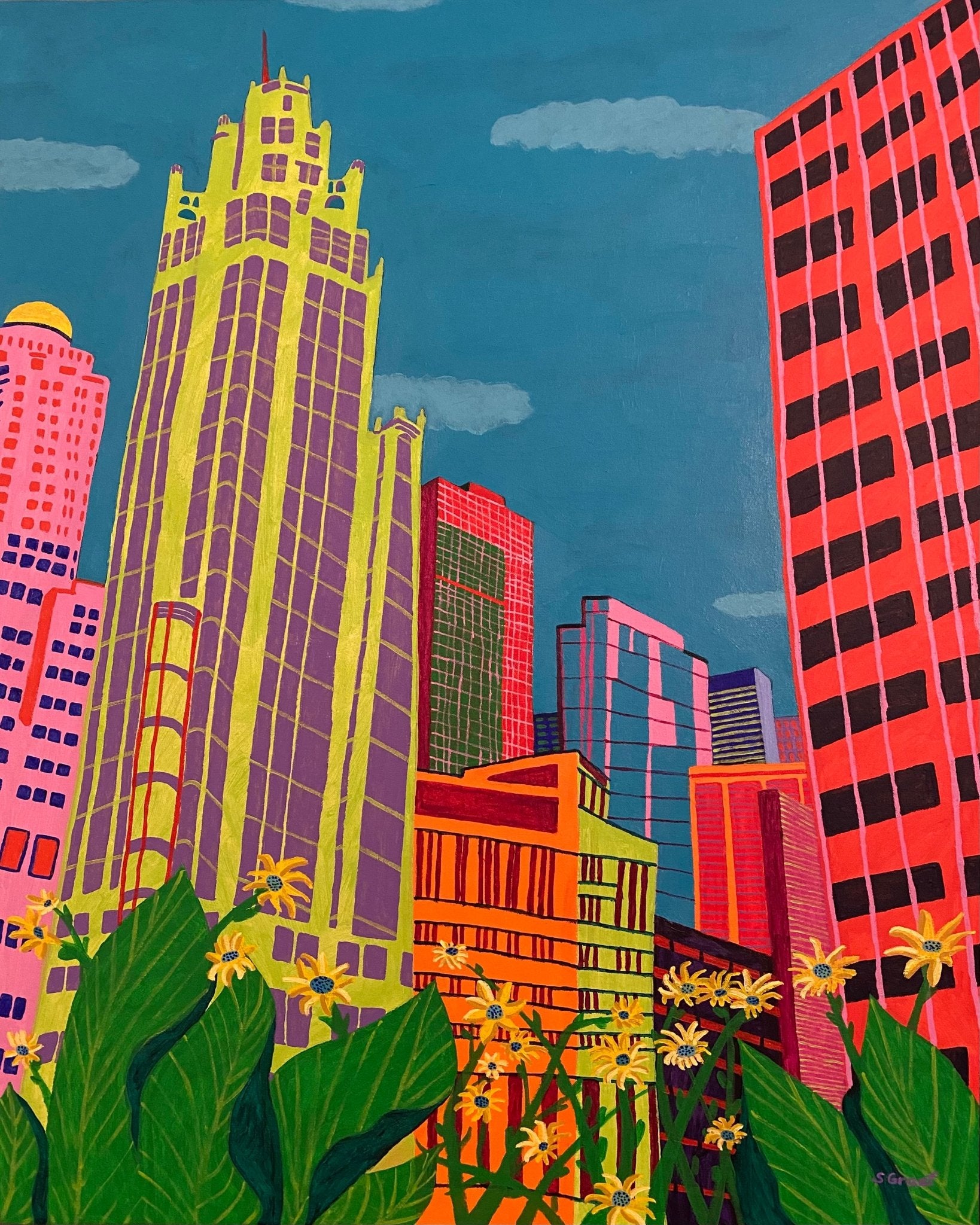 Colorful City Skyline Garden