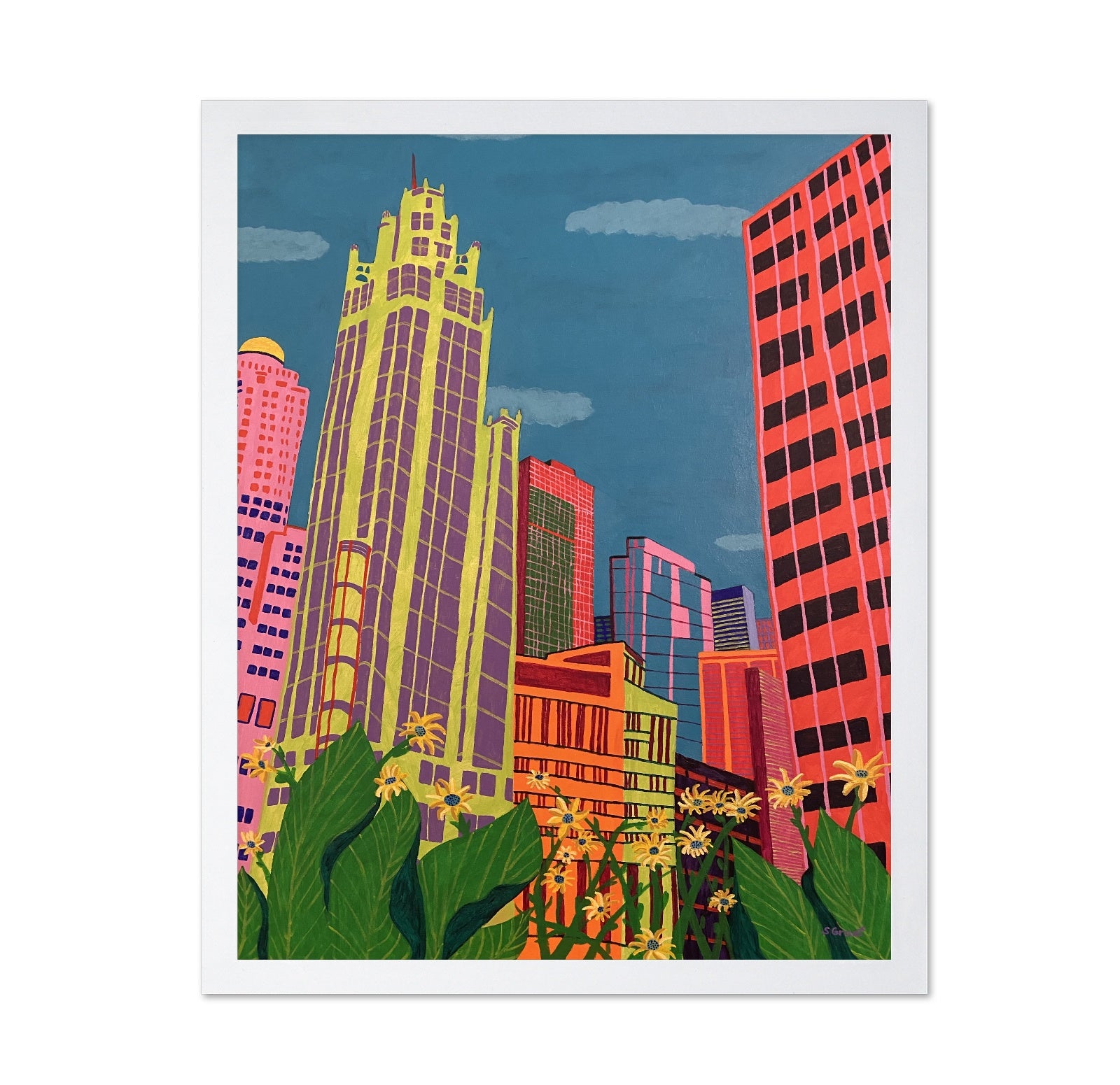 Colorful City Skyline Garden