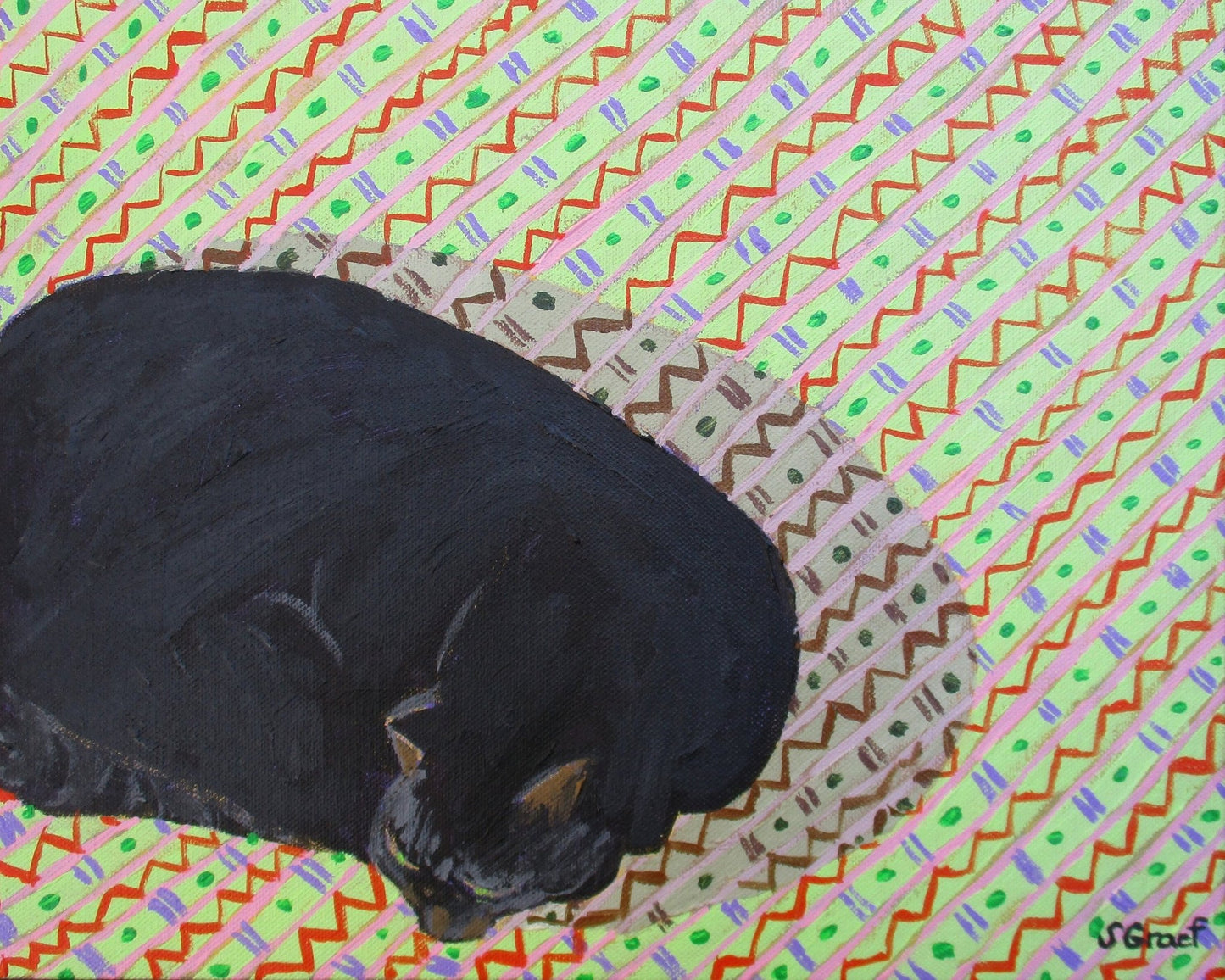 Sleeping Black Cat Pattern