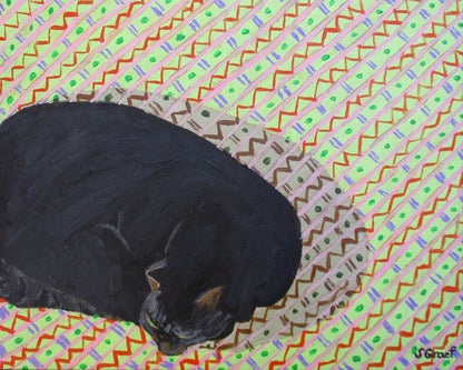 Sleeping Black Cat Pattern