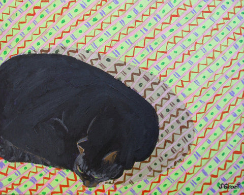 Sleeping Black Cat Pattern