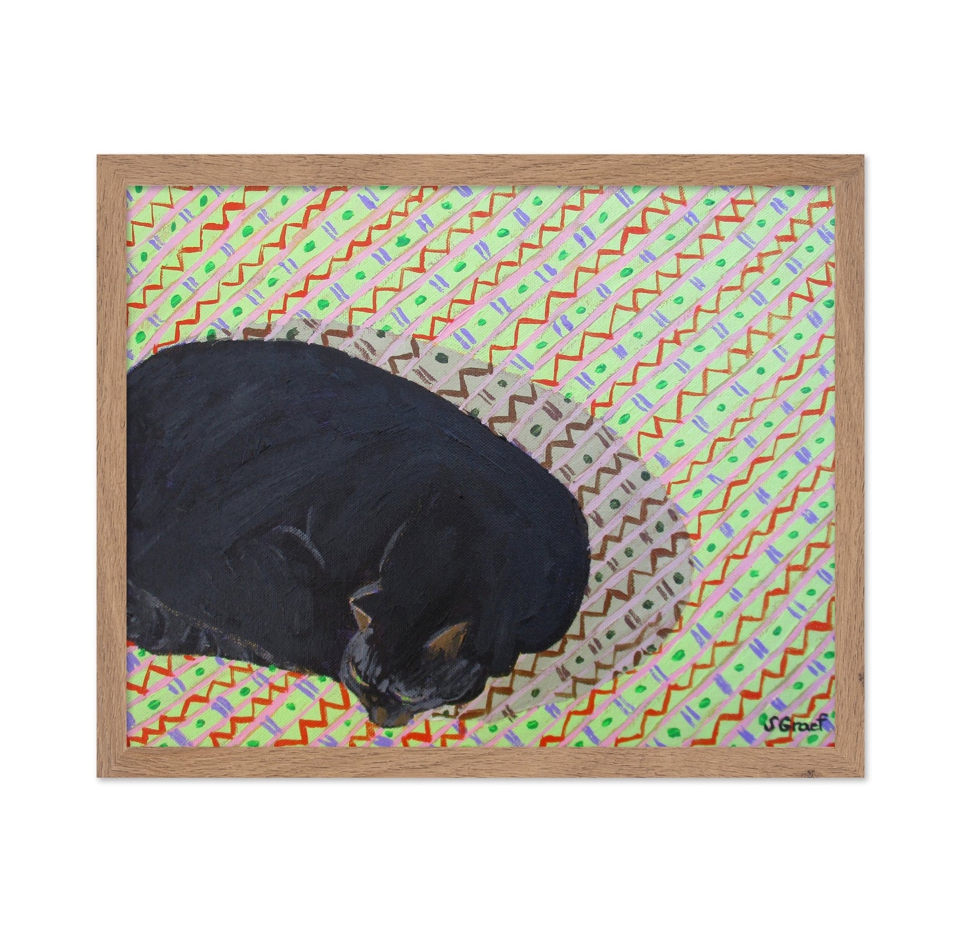 Sleeping Black Cat Pattern