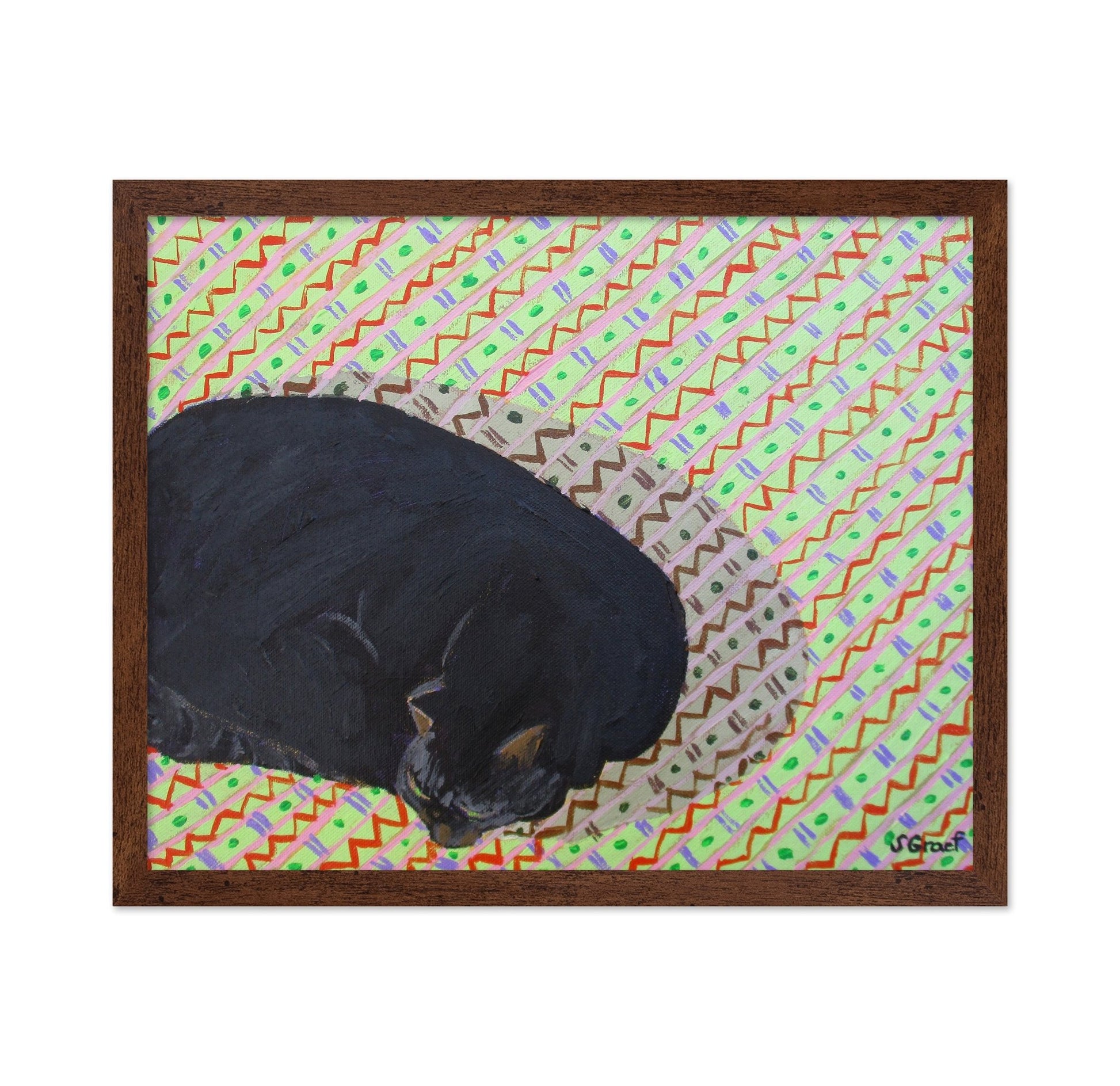 Sleeping Black Cat Pattern