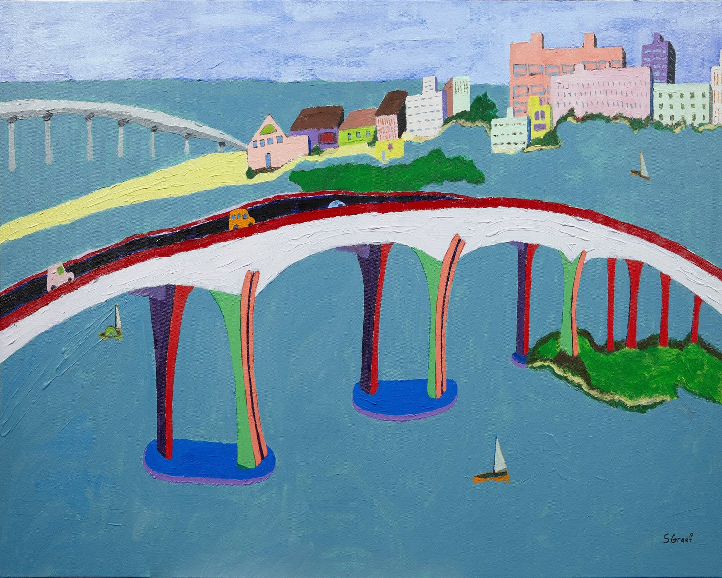 Colorful Coastal Bridge City