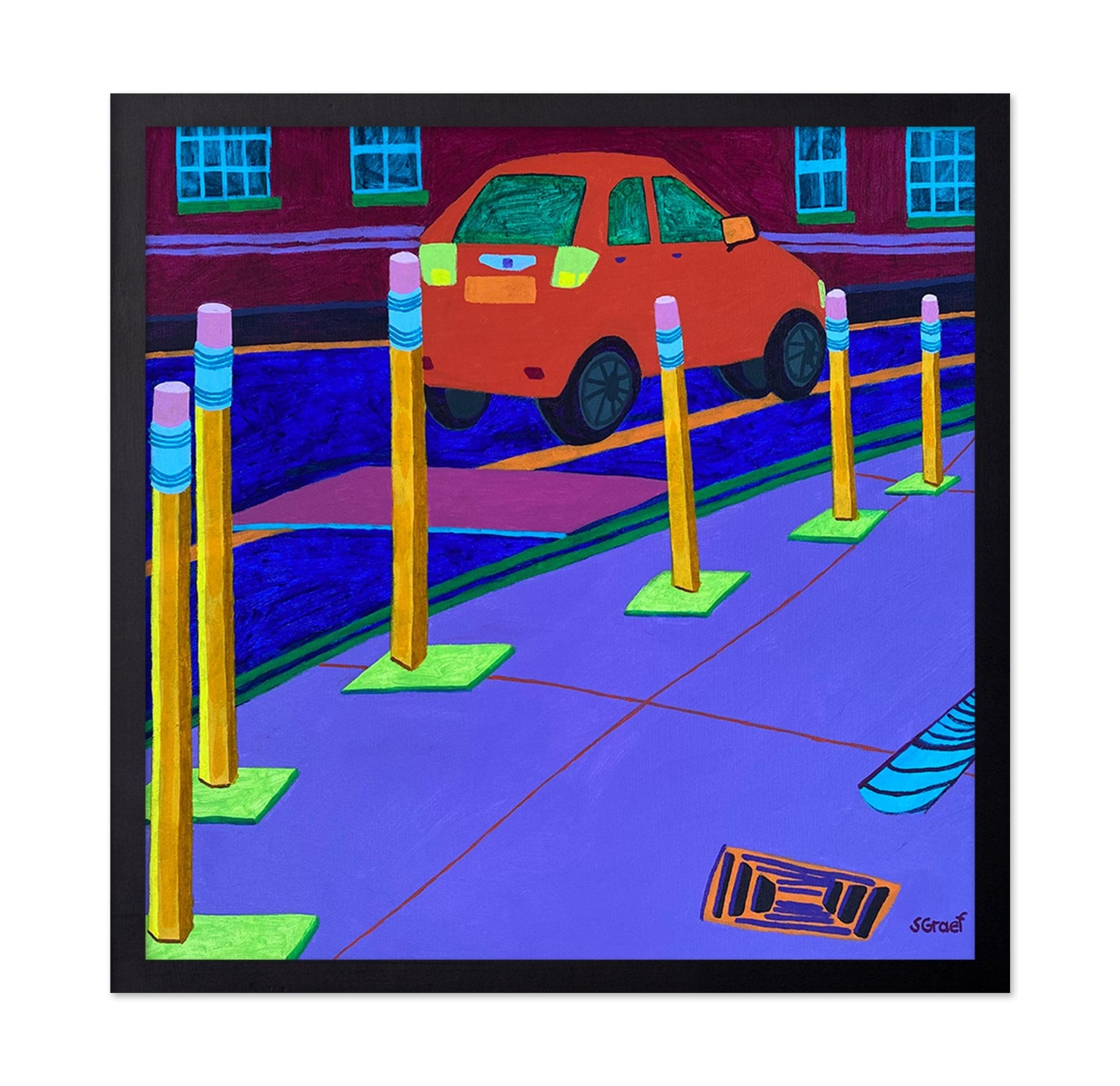 Car By Safety Posts