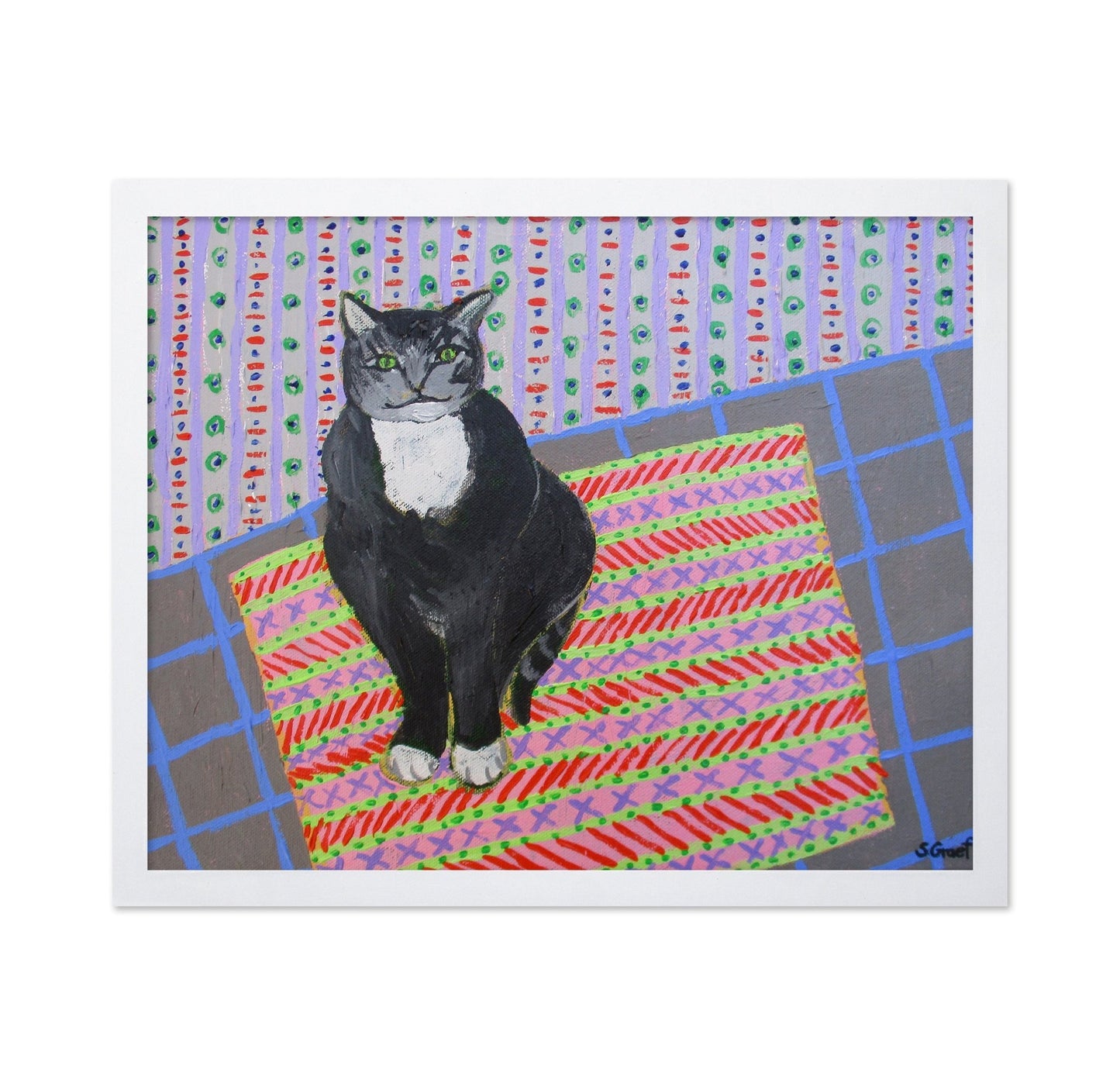 Tuxedo Cat On Rug
