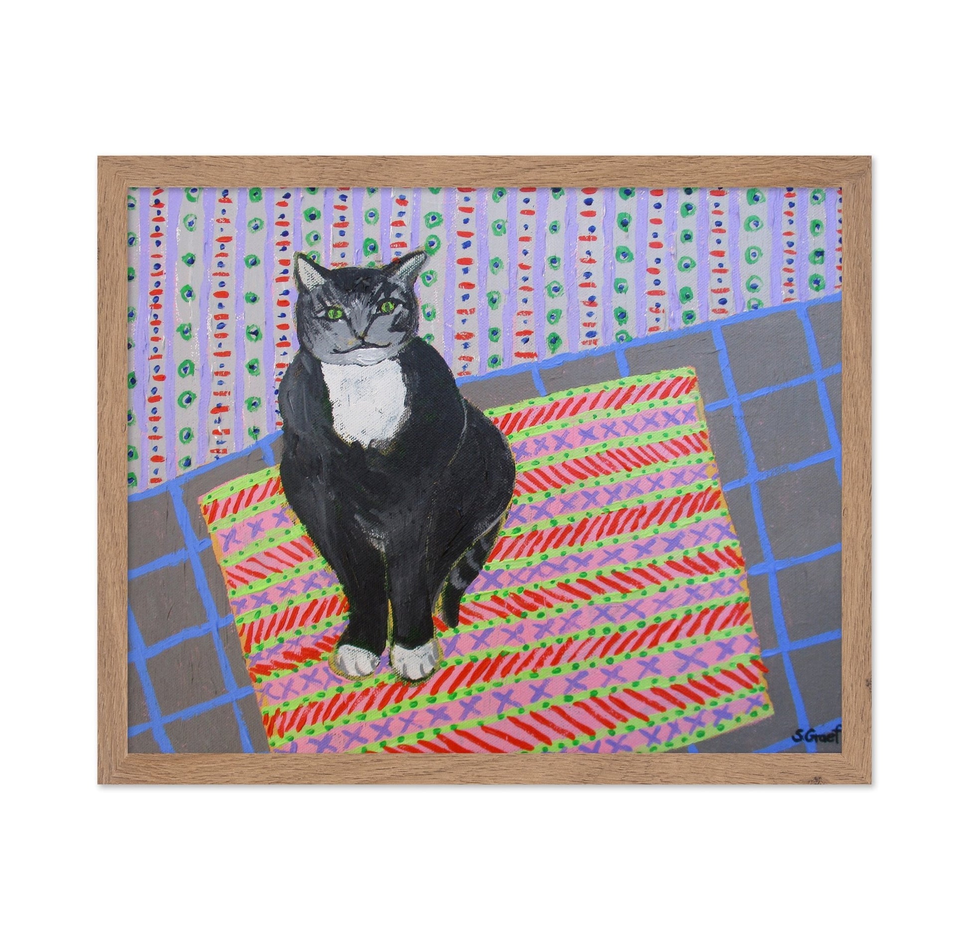 Tuxedo Cat On Rug