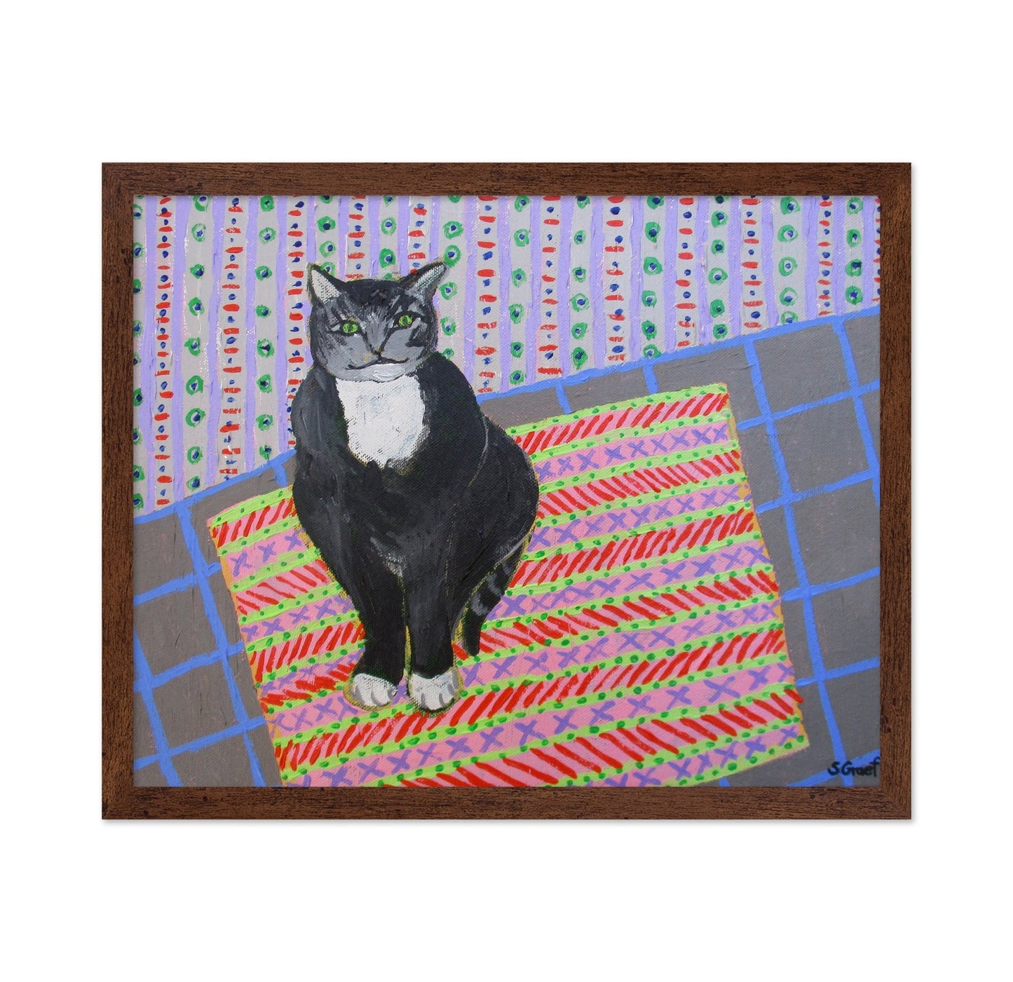 Tuxedo Cat On Rug