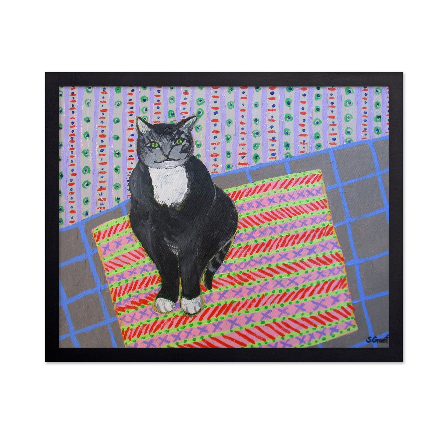 Tuxedo Cat On Rug