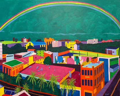 Rainbow Over City
