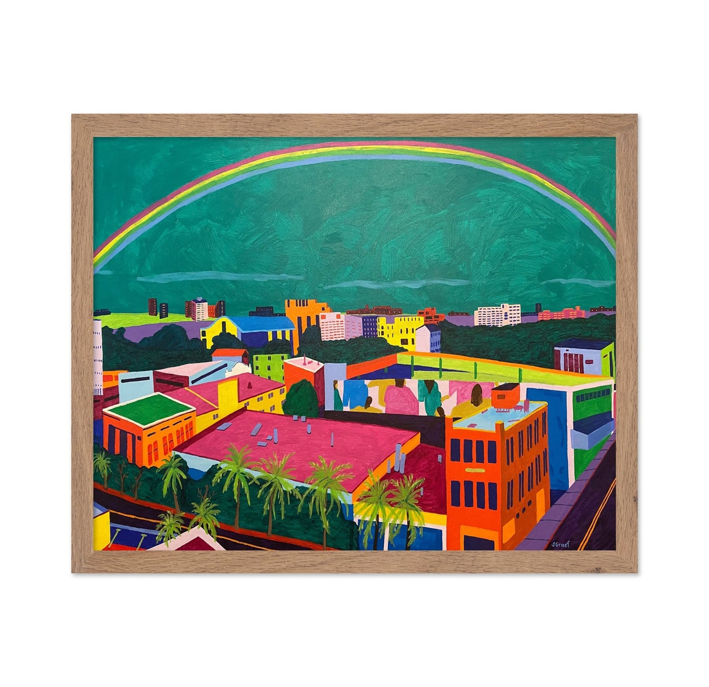 Rainbow Over City