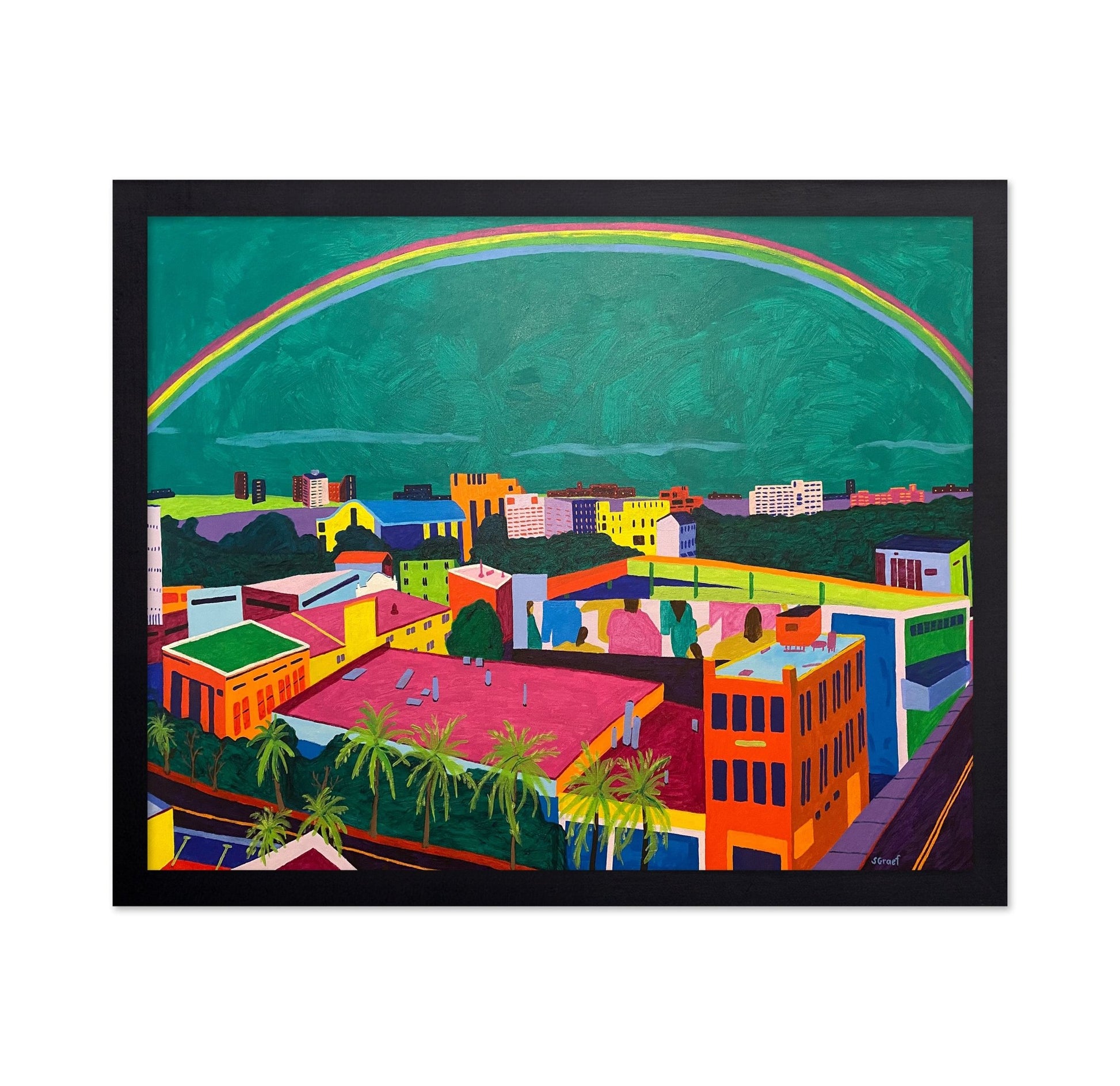 Rainbow Over City