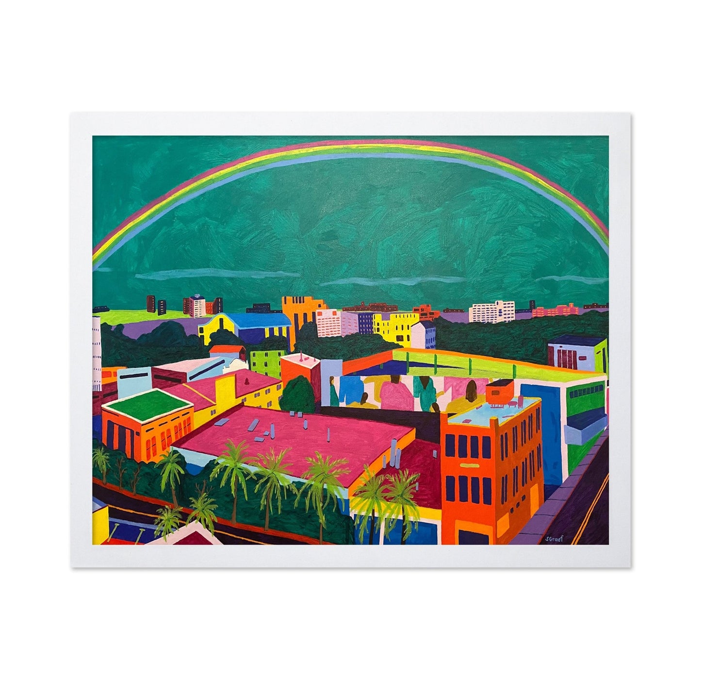 Rainbow Over City