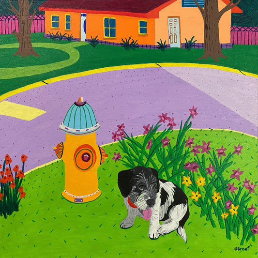 Dog By Fire Hydrant