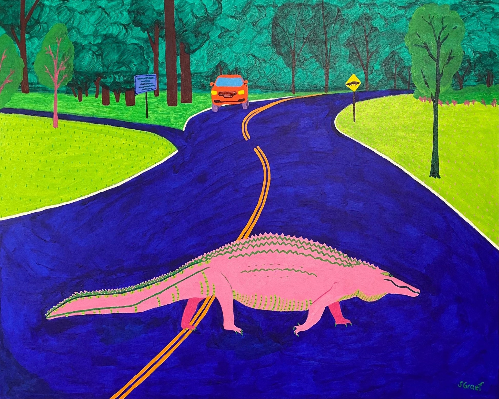 Alligator Crossing Road