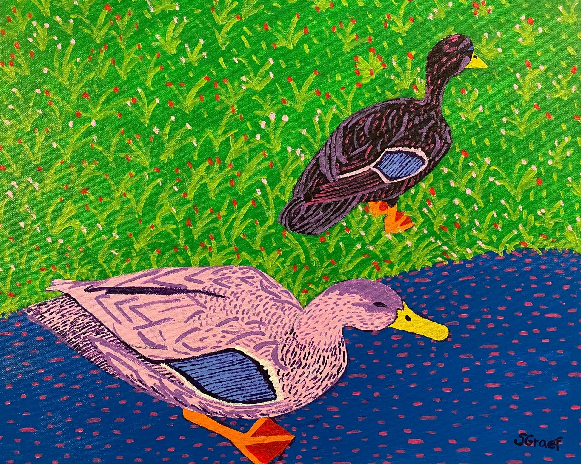 Ducks By Pond
