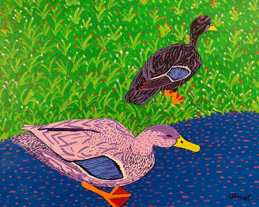 Ducks By Pond