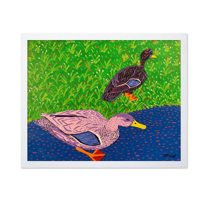 Ducks By Pond